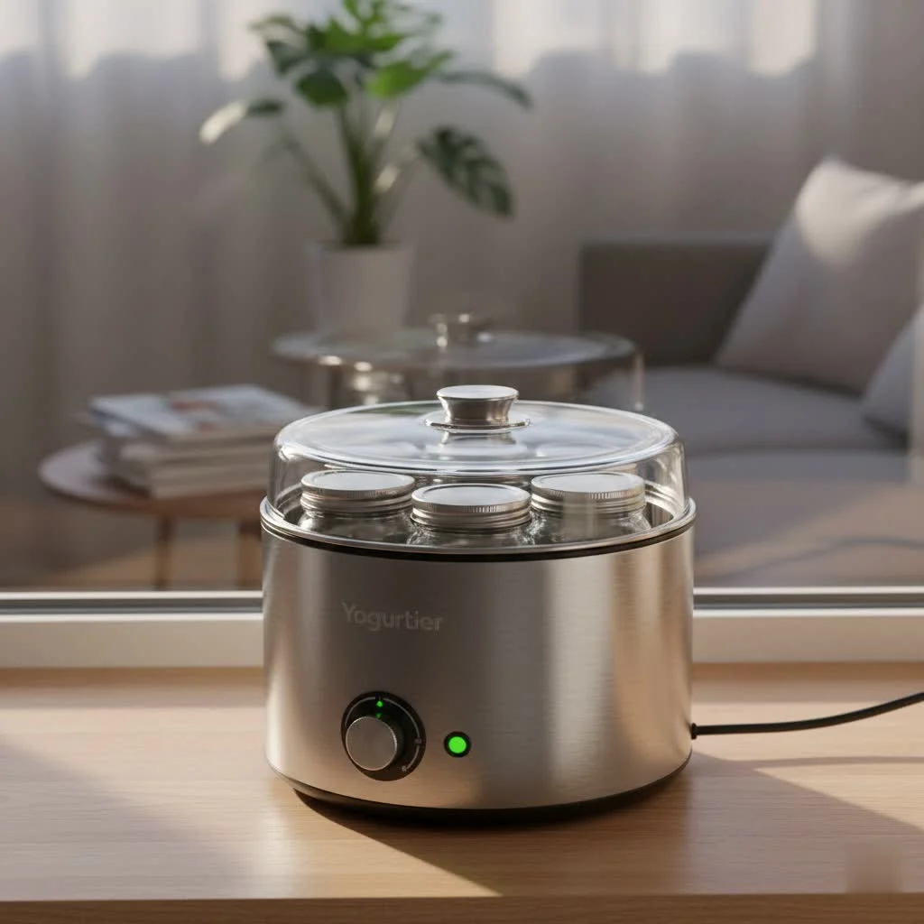 Euro Cuisine Automatic Digital Yogurt Maker with seven glass jars